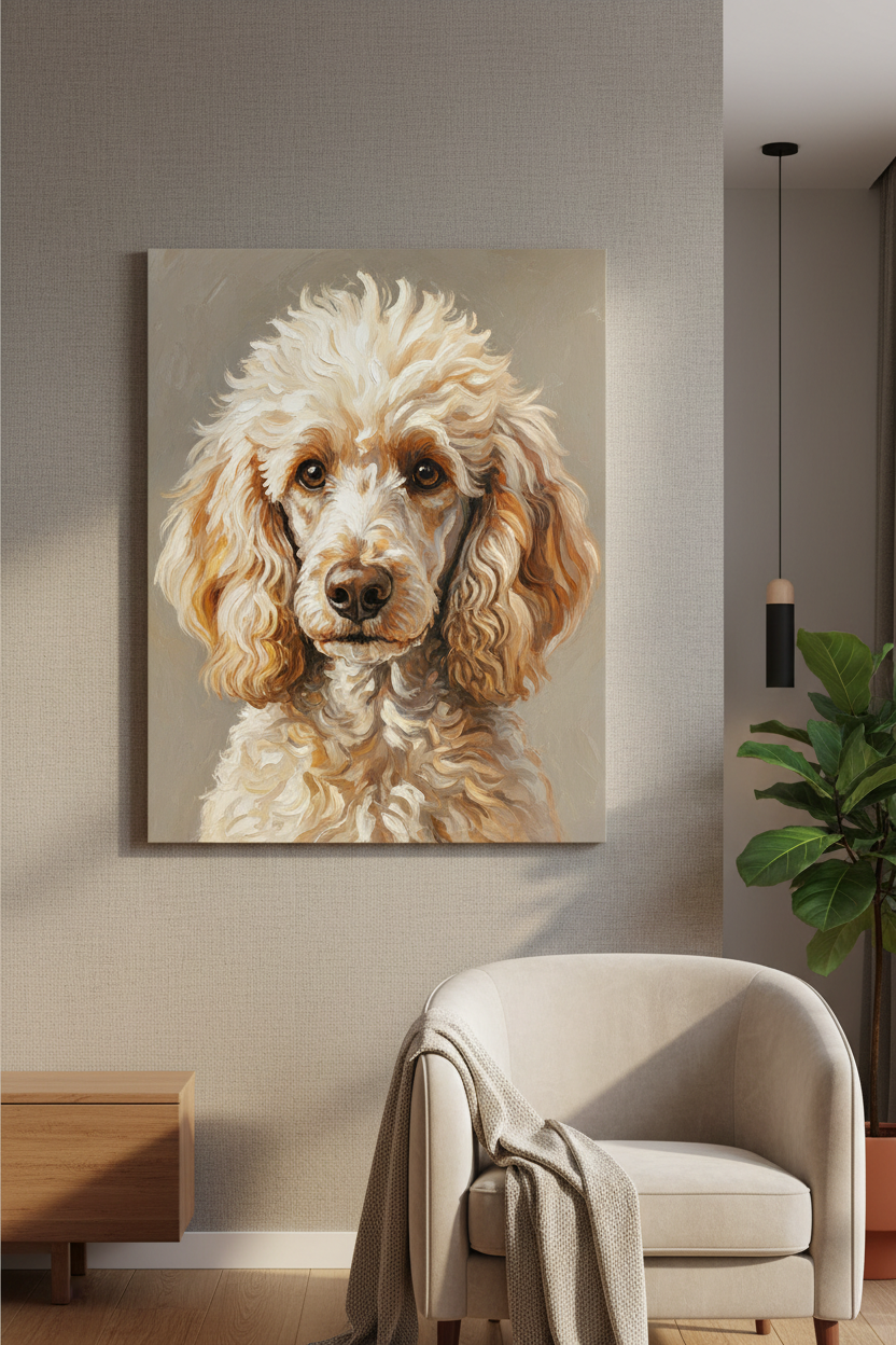 16x20 Oil Paint Poodle Canvas