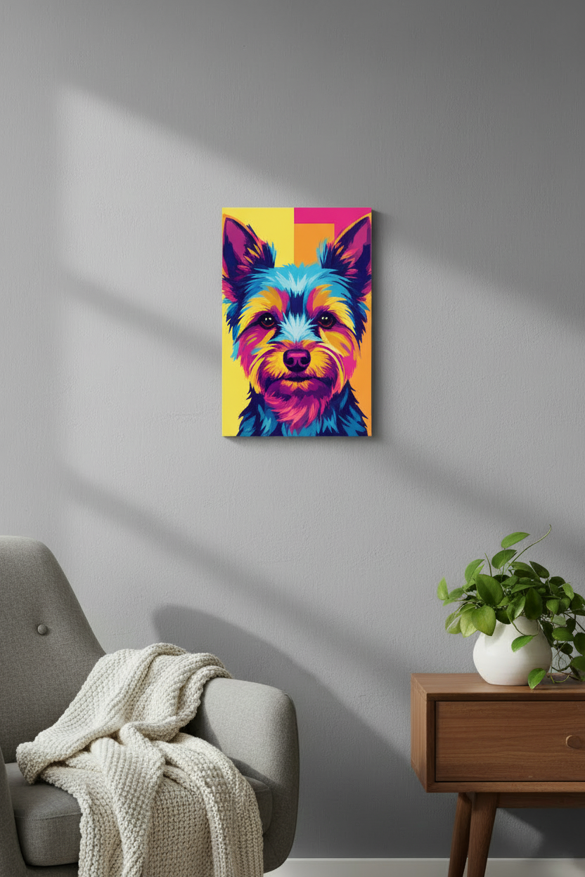 8x10 Pop Art Yorkie Canvas on Wall