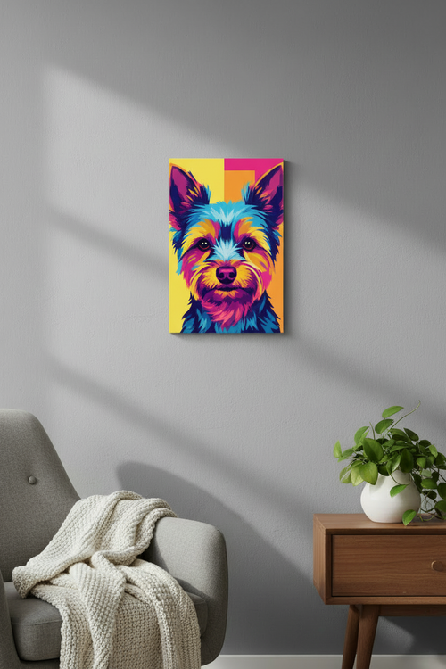 8x10 Pop Art Yorkie Canvas on Wall