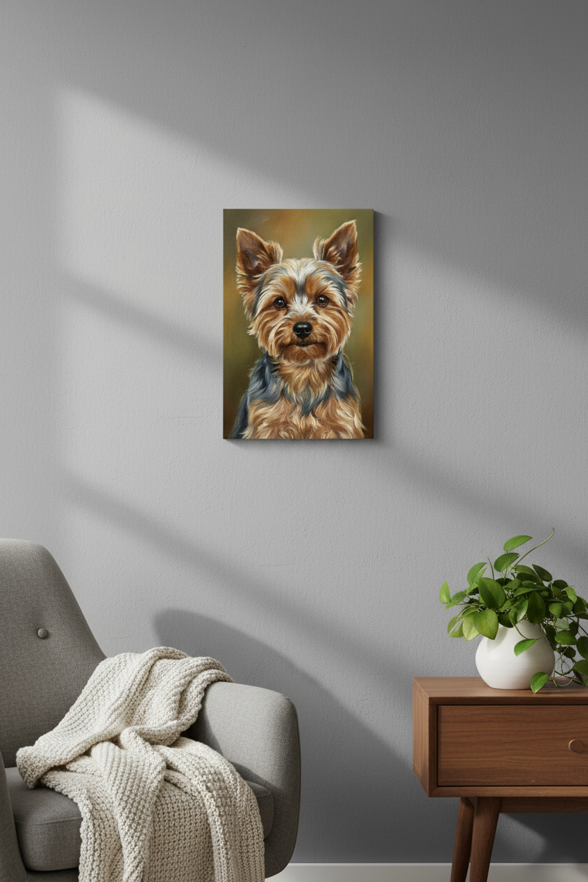 8x10 Yorkie Canvas on Wall