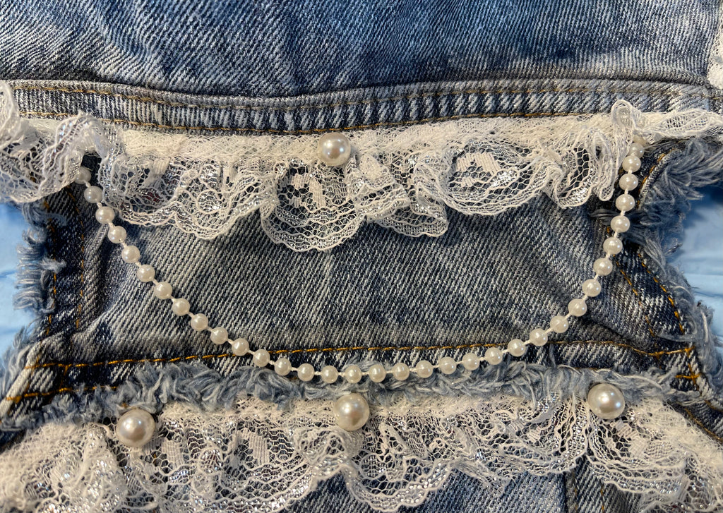 Runaway Bride | Couture Denim Wedding Jacket (Small)