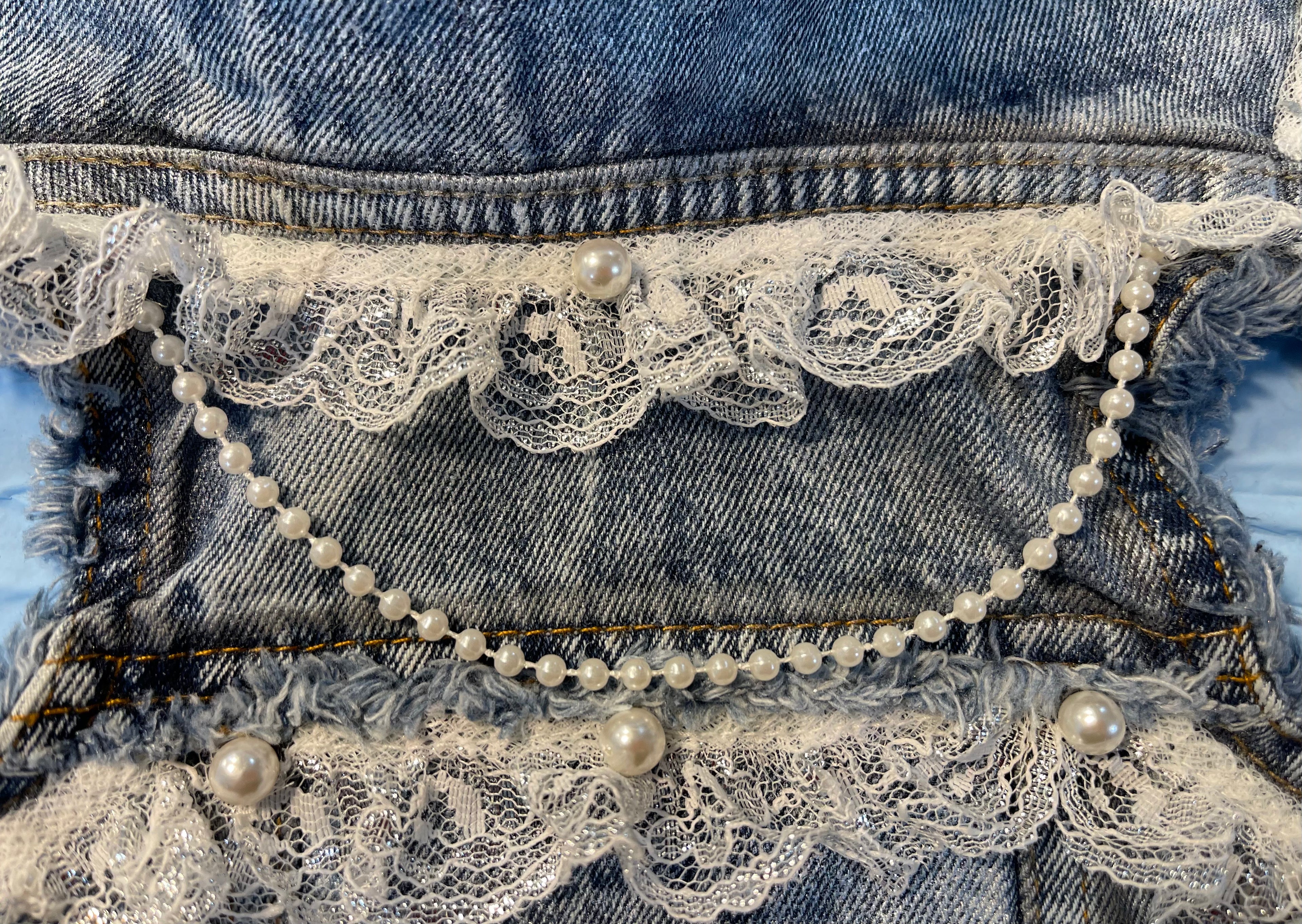 Runaway Bride | Couture Denim Wedding Jacket (Small)