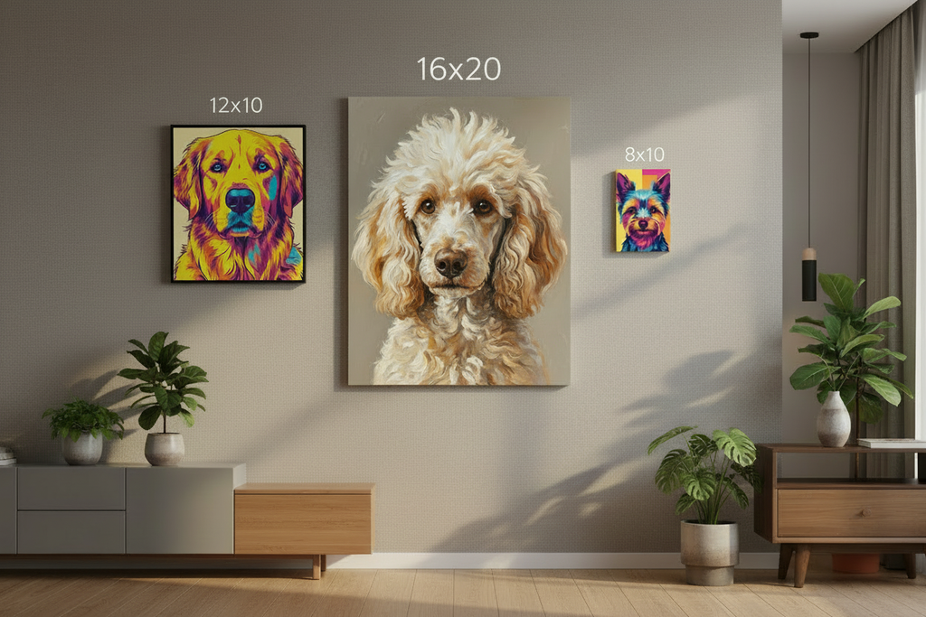 Three Canvas Sizes with Labels - 8x10, 12x10, 16x20